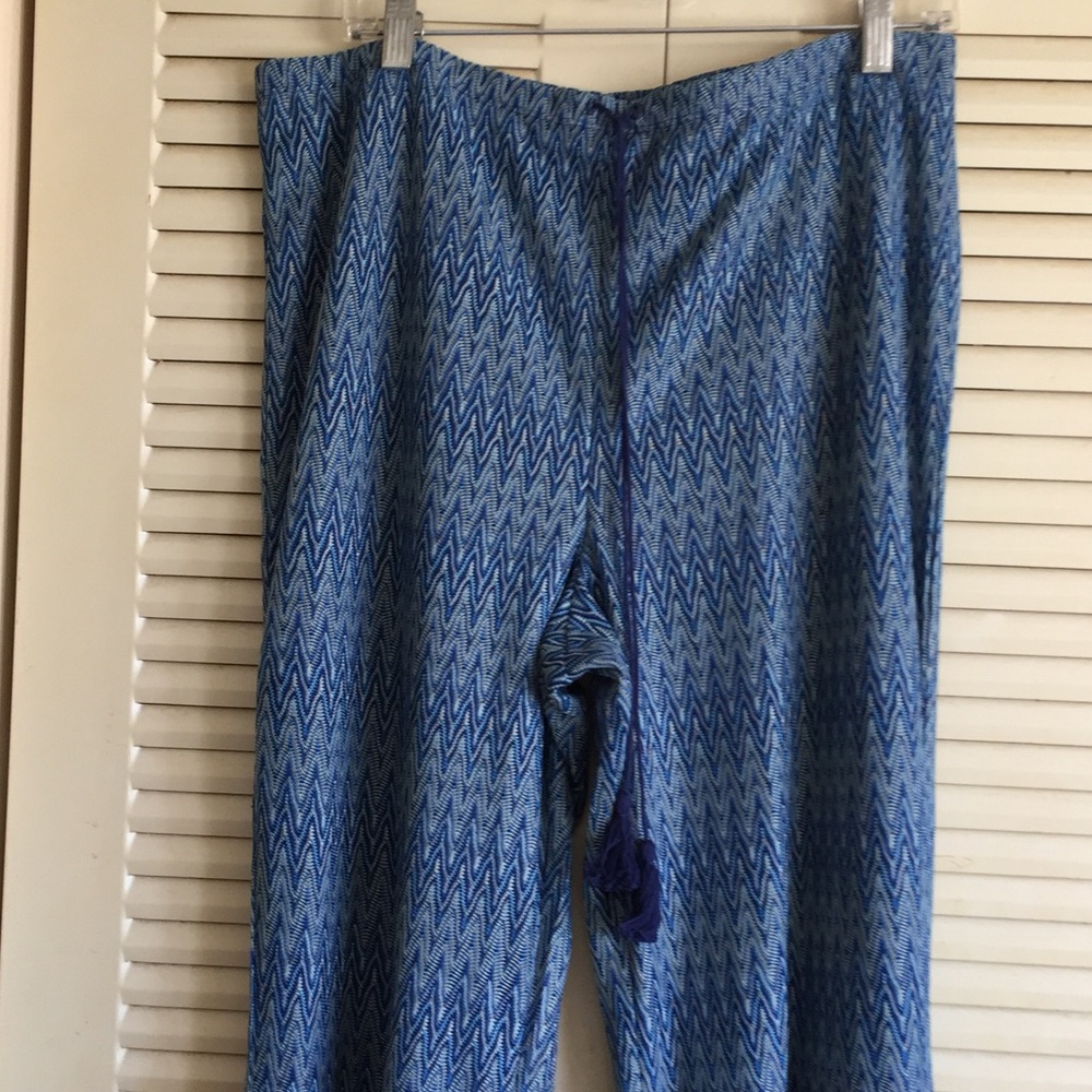 NWT Woman’s L Blue textured palazzo pant lined